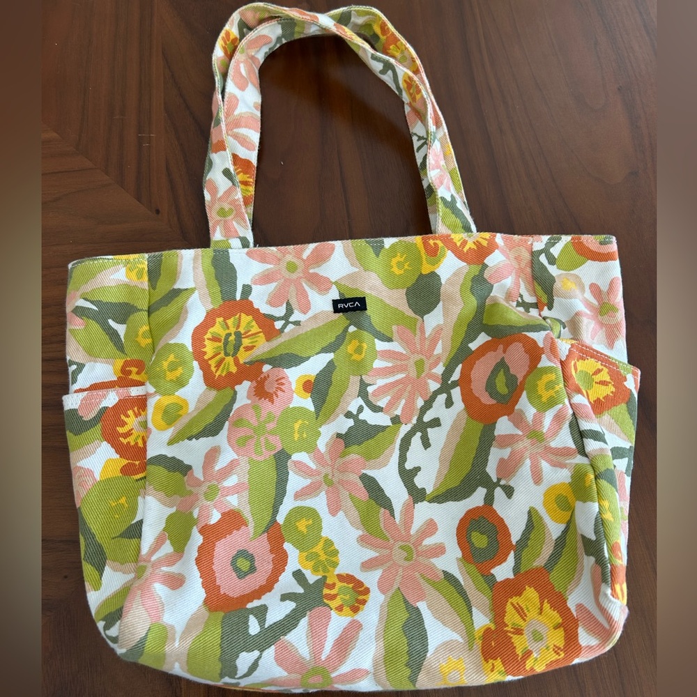 RVCA Sunlight Canvas Tote Bag Floral Print